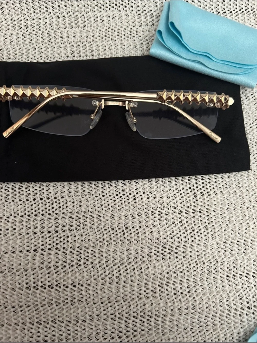 Rimless Gold Tone Designer Reading Glasses - Fashion Size: 57▪️18-140